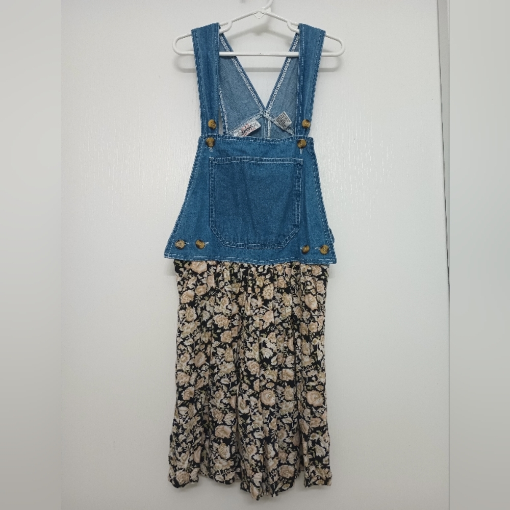 J.I.T. Sport For Kids Vintage Girl's Floral/ Denim Romper Size Small 7/8